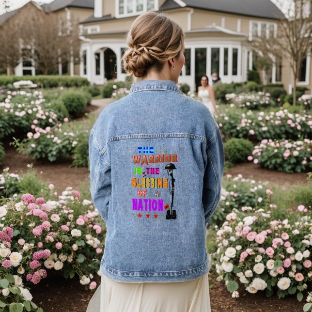 The Warrior Is The Blessing Of A Nation Denim Jacket (Wedding Back)