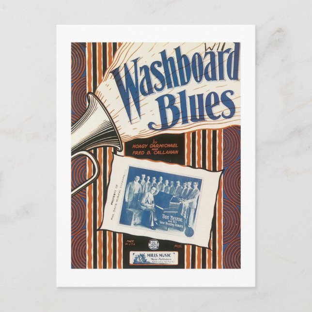 The Washboard Blues Vintage Songbook Cover Postcard (Front)