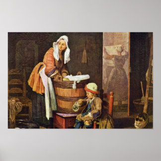The Washerwoman, By Chardin Jean-Baptiste Siméon Poster