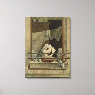 The Washerwoman, engraved by J. Laurent Julien (c1 Canvas Print
