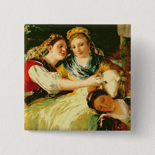 The Washerwomen, before 1780 15 Cm Square Badge
