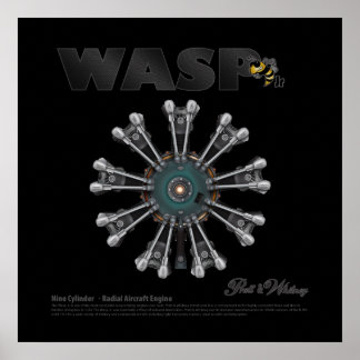 The "Wasp Jr." Radial Engine Art Poster