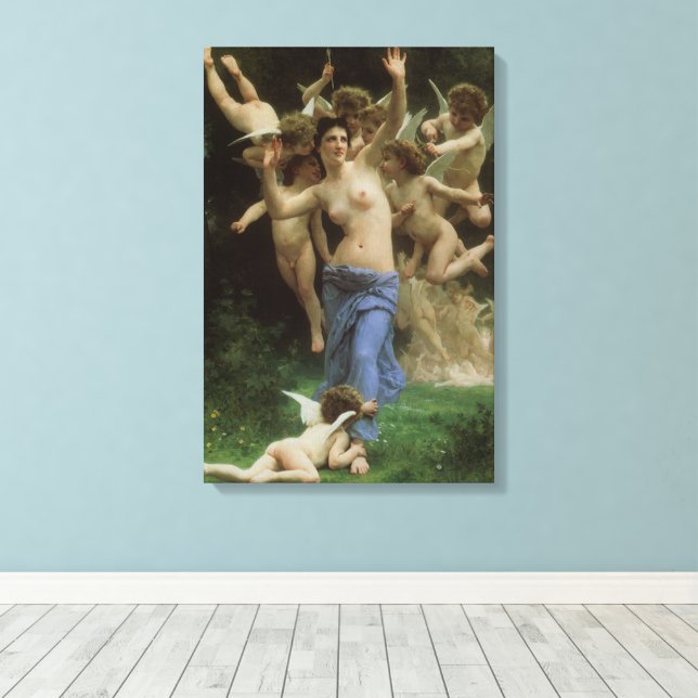 The Wasp's Nest by William Adolphe Bouguereau Canvas Print (Insitu(Wood Floor))