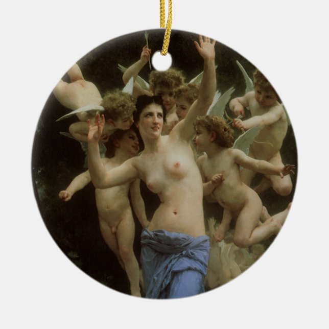 The Wasp's Nest by William Adolphe Bouguereau Ceramic Tree Decoration (Front)
