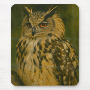 The Watcher – Eurasian Eagle-Owl in Woodland Light Mouse Mat