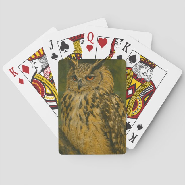 The Watcher – Eurasian Eagle-Owl in Woodland Light Playing Cards (Back)