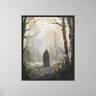 The Watcher in the Fog – Vintage Moody Oil Paintin Canvas Print