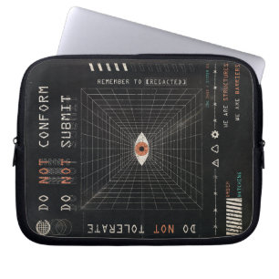 The Watcher - Techno-Brutalist Streetwear Design Laptop Sleeve