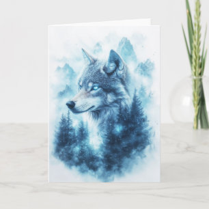 The Watchful Wolf in Frosted Peaks Card