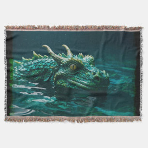 The Water Dragon Fantasy Art Throw Blanket