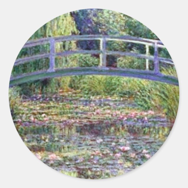 The Water Lily Pond by Claude Monet Classic Round Sticker (Front)