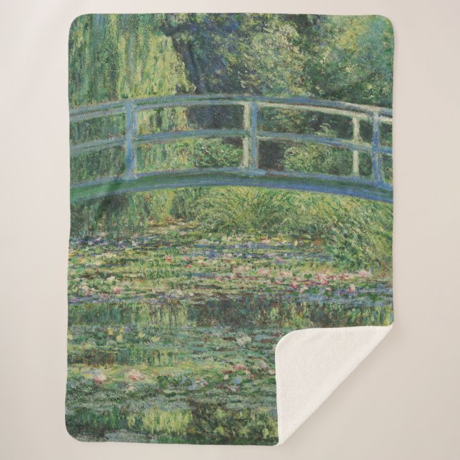 The Water-Lily Pond, Landscape Oil Painting, Monet Sherpa Blanket (Front)