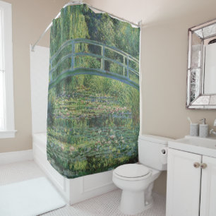 The Water-Lily Pond, Landscape Oil Painting, Monet Shower Curtain