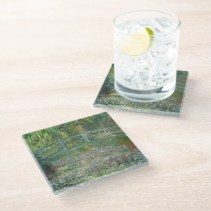 The Water Lily Pond   Vintage French Painting Glass Coaster