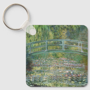 The Water Lily Pond   Vintage French Painting Key Ring