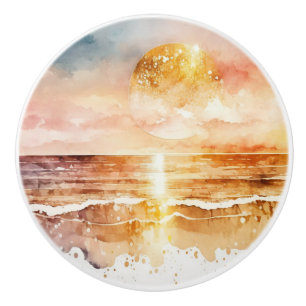 The Watercolor Beach Series Design 1 Ceramic Knob