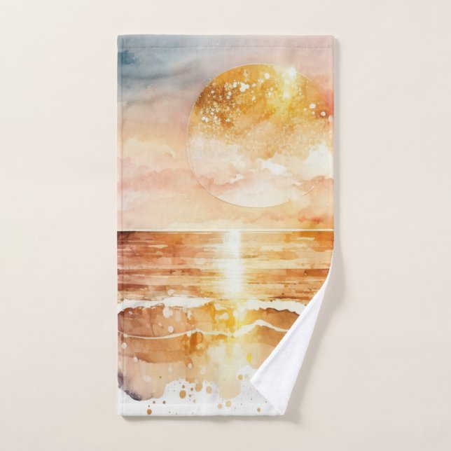 The Watercolor Beach Series Design 1 Hand Towel (Hand Towel)