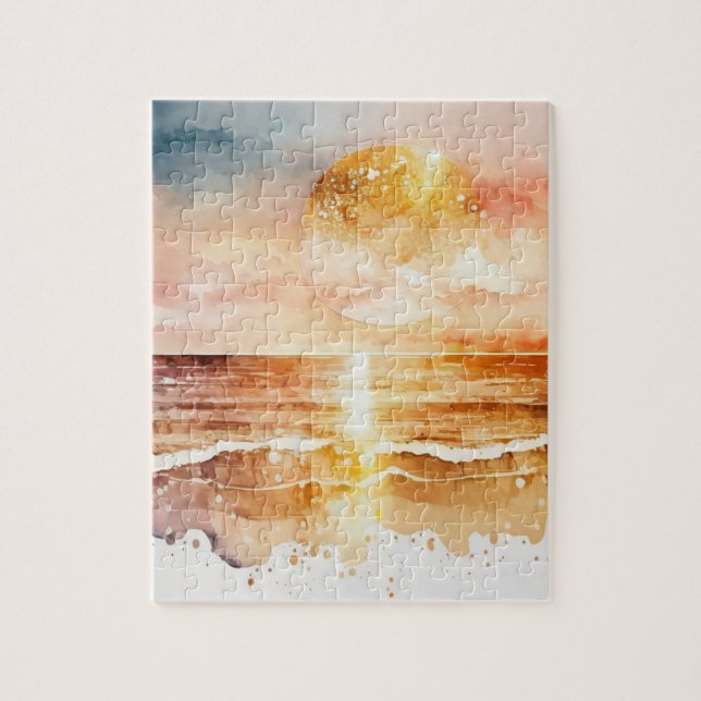 The Watercolor Beach Series Design 1 Jigsaw Puzzle (Vertical)