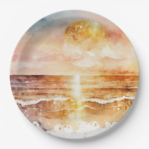 The Watercolor Beach Series Design 1 Paper Plate