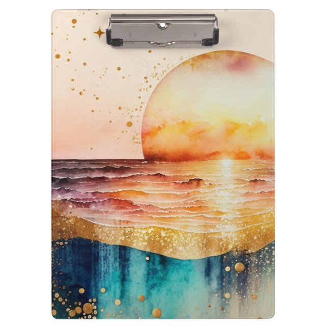 The Watercolor Beach Series Design 3 Clipboard (Front)