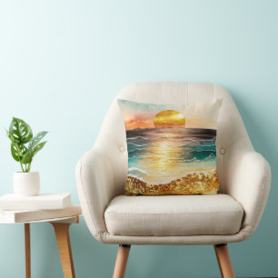 The Watercolor Beach Series Design 3 Cushion