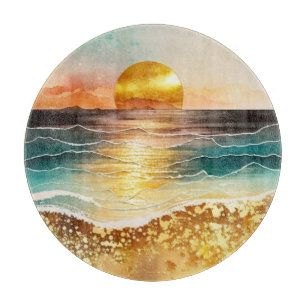 The Watercolor Beach Series Design 3 Cutting Board