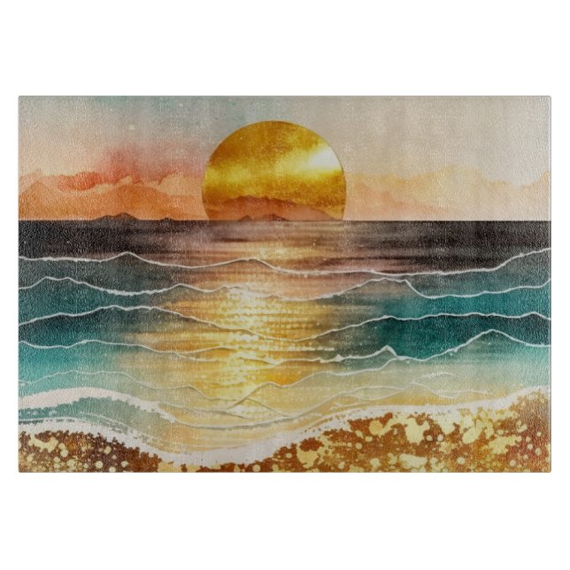 The Watercolor Beach Series Design 3 Cutting Board (Front)