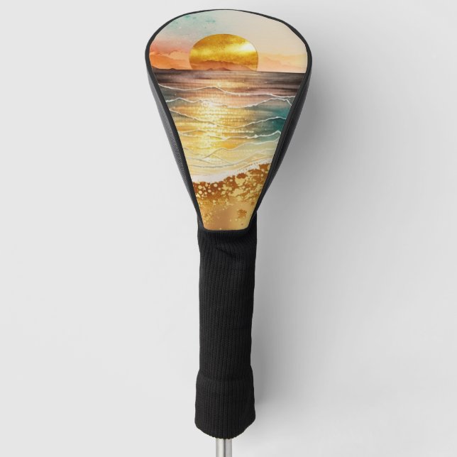 The Watercolor Beach Series Design 3 Golf Head Cover (Front)