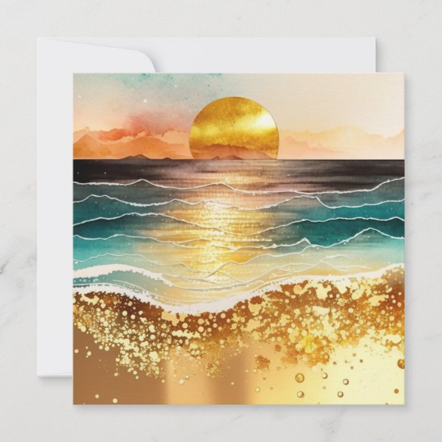 The Watercolor Beach Series Design 3 Invitation (Front)