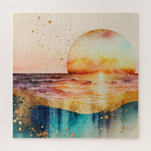 The Watercolor Beach Series Design 3 Jigsaw Puzzle
