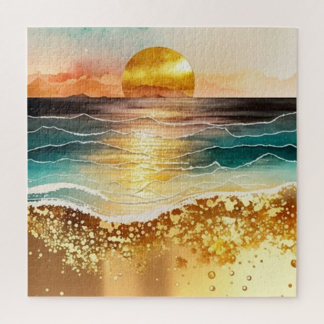 The Watercolor Beach Series Design 3 Jigsaw Puzzle (Vertical)