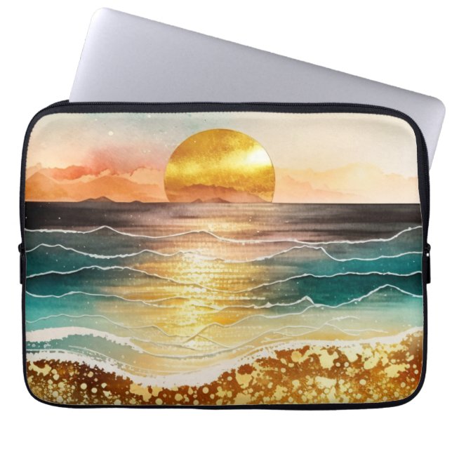 The Watercolor Beach Series Design 3 Laptop Sleeve (Front)