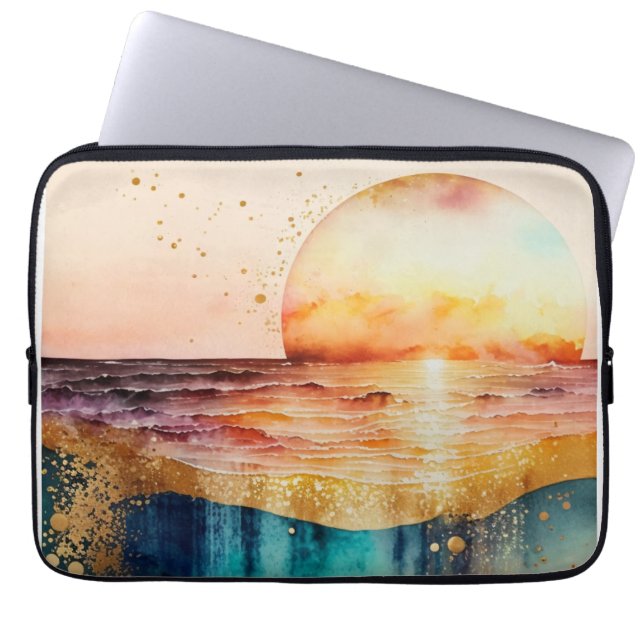 The Watercolor Beach Series Design 3 Laptop Sleeve (Front)