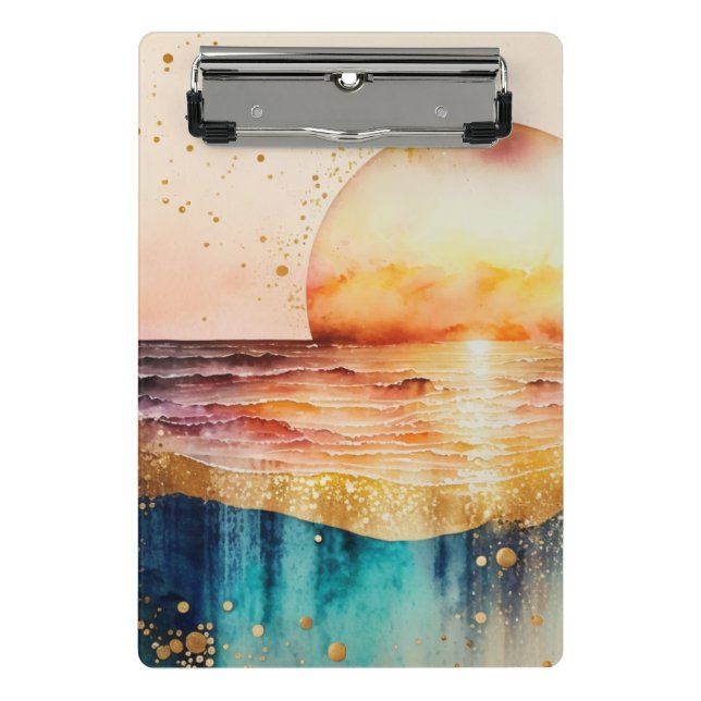 The Watercolor Beach Series Design 3 Mini Clipboard (Front)