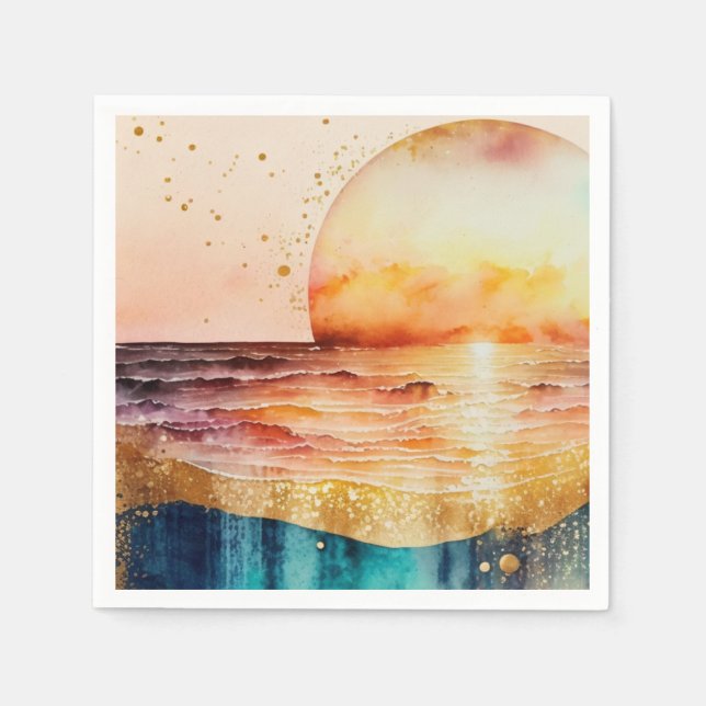 The Watercolor Beach Series Design 3 Napkin (Front)