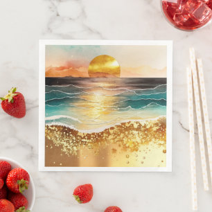 The Watercolor Beach Series Design 3 Napkin