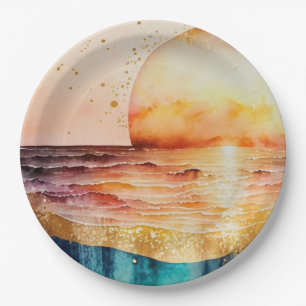 The Watercolor Beach Series Design 3 Paper Plate