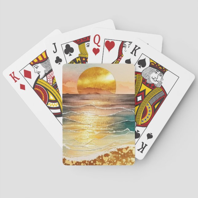 The Watercolor Beach Series Design 3 Playing Cards (Back)