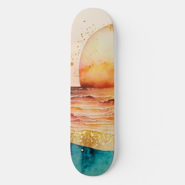 The Watercolor Beach Series Design 3 Skateboard (Front)