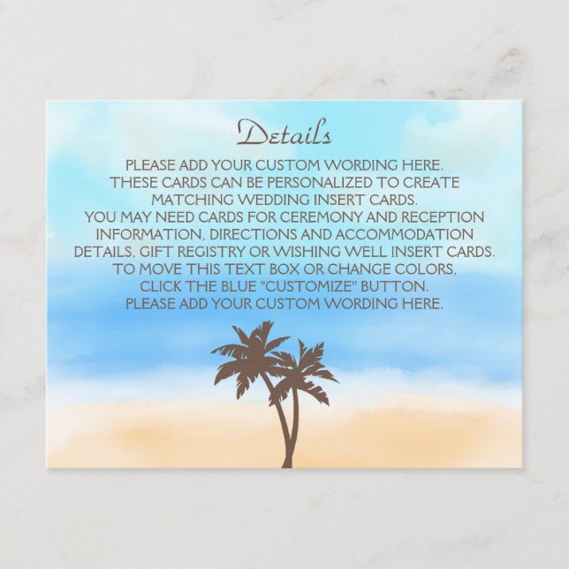 The Watercolor Beach Wedding Collection Enclosure Card (Front)
