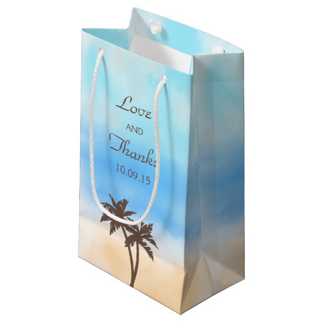 The Watercolor Beach Wedding Collection Gift Bags (Front Angled)