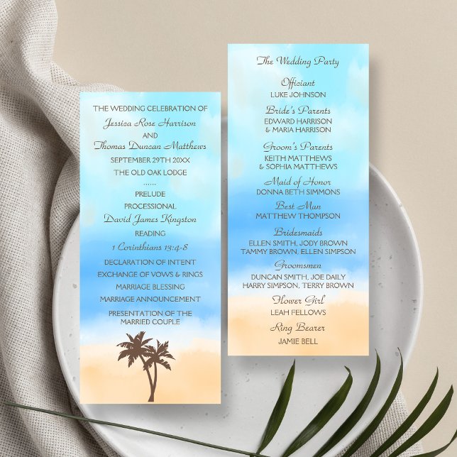 The Watercolor Beach Wedding Collection - Program Rack Card (Creator Uploaded)
