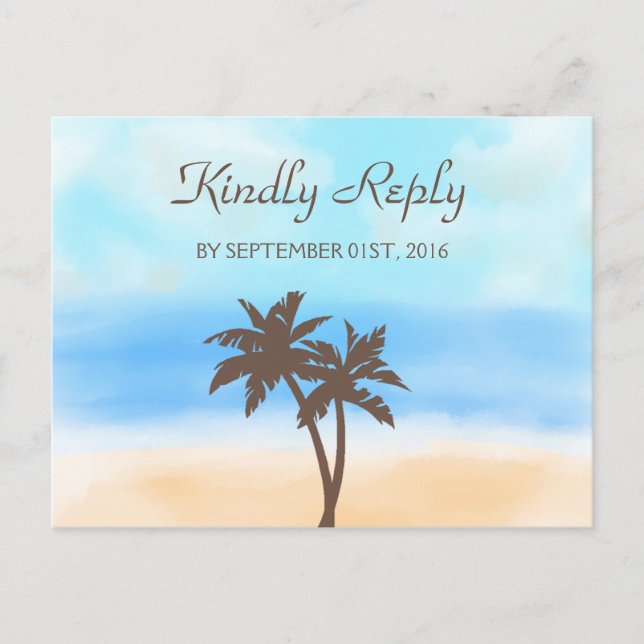 The Watercolor Beach Wedding Collection - RSVP Invitation Postcard (Front)