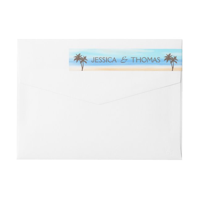 The Watercolor Beach Wedding Collection Wrap Around Label (Back)