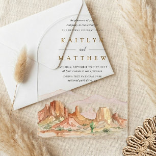 The Watercolor Desert Range Wedding Suite -  Acrylic Invitations