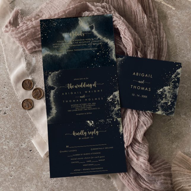 The Watercolor Gold Splash Trifold Wedding of (Creator Uploaded)