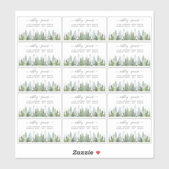 The Watercolor Pine Tree Forest Wedding Collection (Sheet)