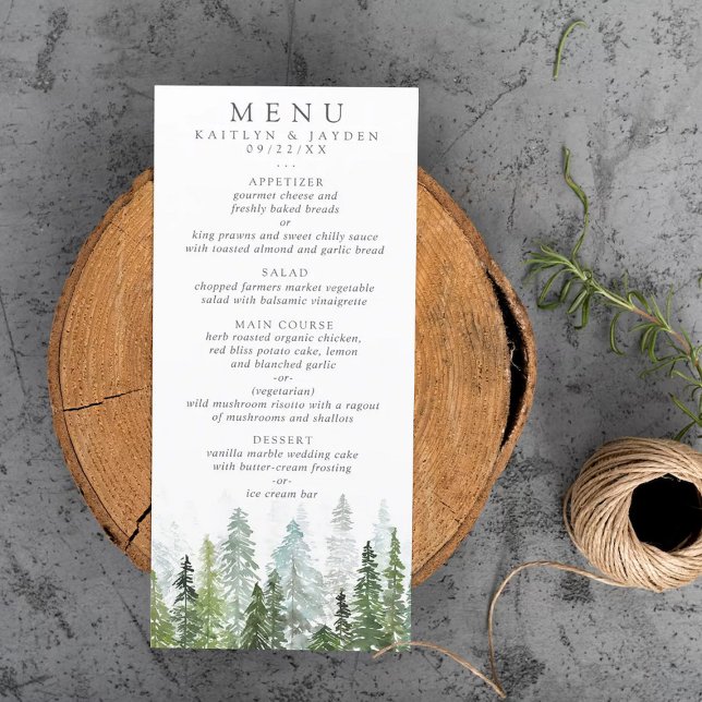 The Watercolor Pine Tree Forest Wedding Collection Menu (Creator Uploaded)