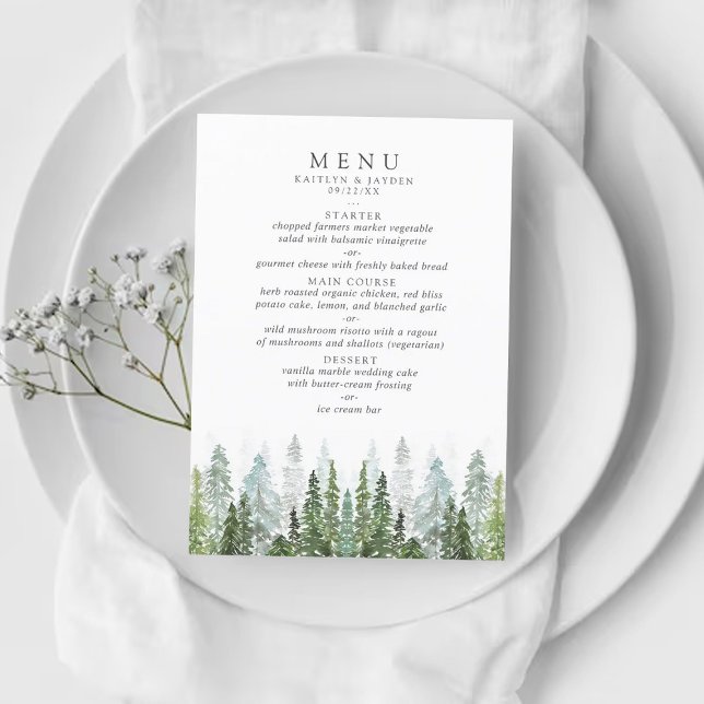 The Watercolor Pine Tree Forest Wedding Collection Menu (Creator Uploaded)