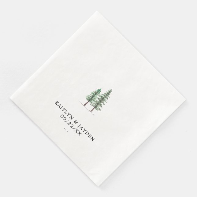 The Watercolor Pine Tree Forest Wedding Collection Napkin (Corner)